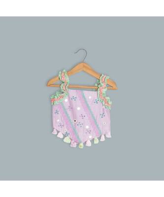 multi colour chanderi ghagra choli sea green 4