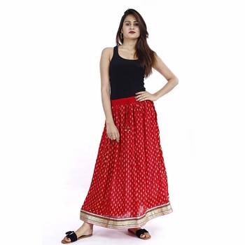 Red Plain cotton skirts 1