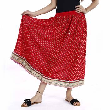Red Plain cotton skirts 2