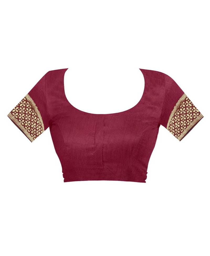 Maroon woven art silk saree with blouse