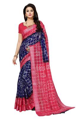 Multicolor hand woven art silk saree with blouse 1