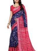 Multicolor hand woven art silk saree with blouse