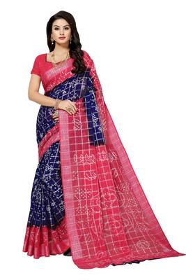 Multicolor hand woven art silk saree with blouse 3