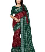 Multicolor hand woven art silk saree with blouse