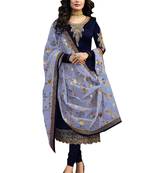 Blue Embroidered Georgette Salwar