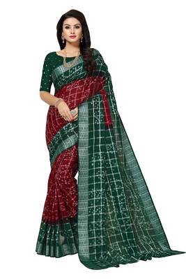 Multicolor hand woven art silk saree with blouse 3