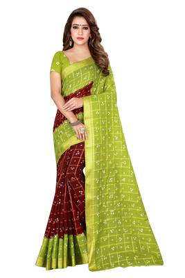 Multicolor hand woven art silk saree with blouse 1
