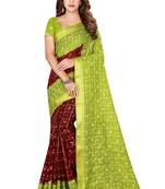 Multicolor hand woven art silk saree with blouse