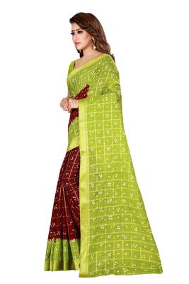 Multicolor hand woven art silk saree with blouse 3