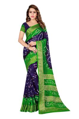 Multicolor hand woven art silk saree with blouse 1