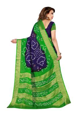 Multicolor hand woven art silk saree with blouse 2