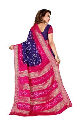 Multicolor hand woven art silk saree with blouse 2