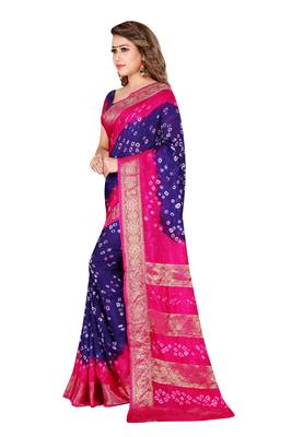 Multicolor hand woven art silk saree with blouse 3