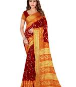 Multicolor hand woven art silk saree with blouse