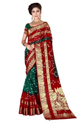 Multicolor hand woven art silk saree with blouse 1