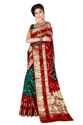 Multicolor hand woven art silk saree with blouse 3