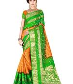 Multicolor hand woven art silk saree with blouse