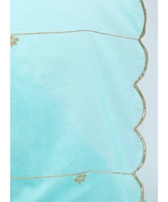 Pastel Sea Green Silk Chanderi Saree With Hand Embroidery 5