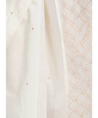 Off White Silk Chanderi Saree With Hand Embroidery 5
