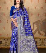 Royal blue woven art silk saree with blouse