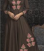 Brown embroidered silk salwar