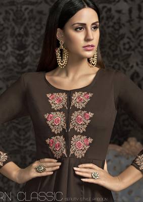 Brown embroidered silk salwar 2