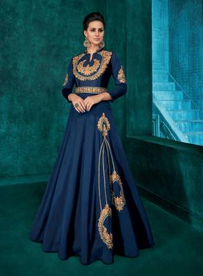 Blue embroidered silk salwar 1