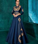 Blue embroidered silk salwar