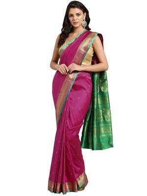 purple woven art silk saree with blouse 1