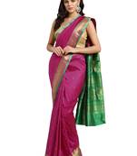 purple woven art silk saree with blouse