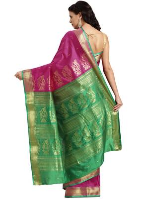 purple woven art silk saree with blouse 2
