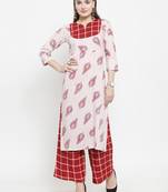 Maroon Rayon Printed Straight kurta With Palazzos