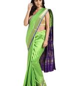 Green woven art silk saree with blouse