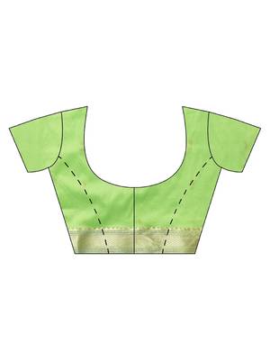 Green woven art silk saree with blouse 3