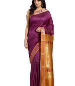 Purple woven art silk saree with blouse
