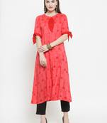 Gajri Rayon Printed A-Line Kurta With Ankle Length Trouser