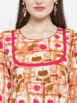 Pink Rayon Printed Straight Kurta With Ankle Length Trouser 2