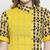 Indibelle Yellow Cotton Slub Double Print A-line Kurta With Trouser