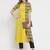 Indibelle Yellow Cotton Slub Double Print A-line Kurta With Trouser