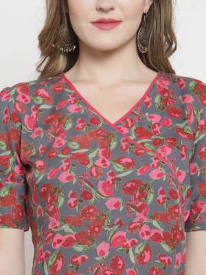 Grey Rayon Printed Straight Kurta With Pant 2