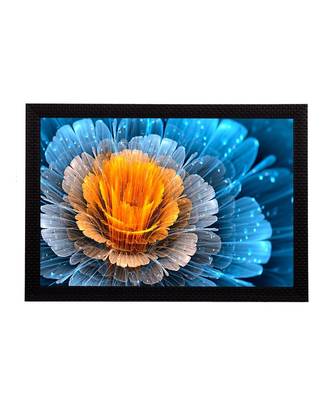 Blue and Yellow Glowing Flower Satin Matt Texture UV Art Painting 1