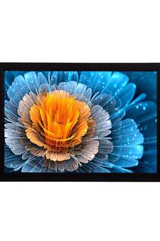 Blue and Yellow Glowing Flower Satin Matt Texture UV Art Painting