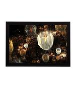 White Glowing Floral Satin Matt Texture UV Art Painting