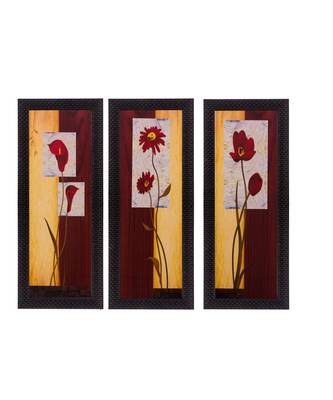 Set of 3 Botanical Design Satin Matt Texture UV Art Painting 1