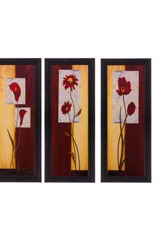 Set of 3 Botanical Design Satin Matt Texture UV Art Painting