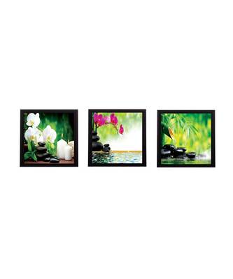 Set Of 3 Flora and Stones Satin Matt Texture UV Art Painting 1