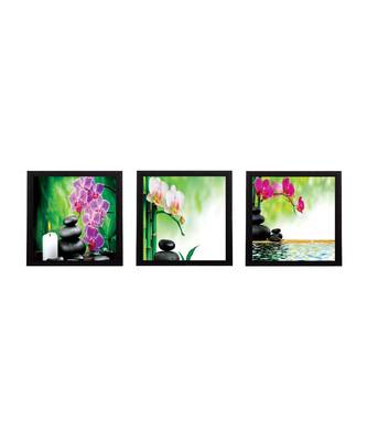 Set Of 3 Colorful Floral Satin Matt Texture UV Art Painting 1