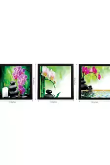Set Of 3 Colorful Floral Satin Matt Texture UV Art Painting