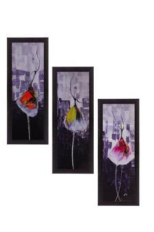 Set Of 3 Dancing Girl Satin Matt Texture UV Art Painting