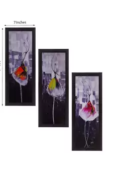 Set Of 3 Dancing Girl Satin Matt Texture UV Art Painting